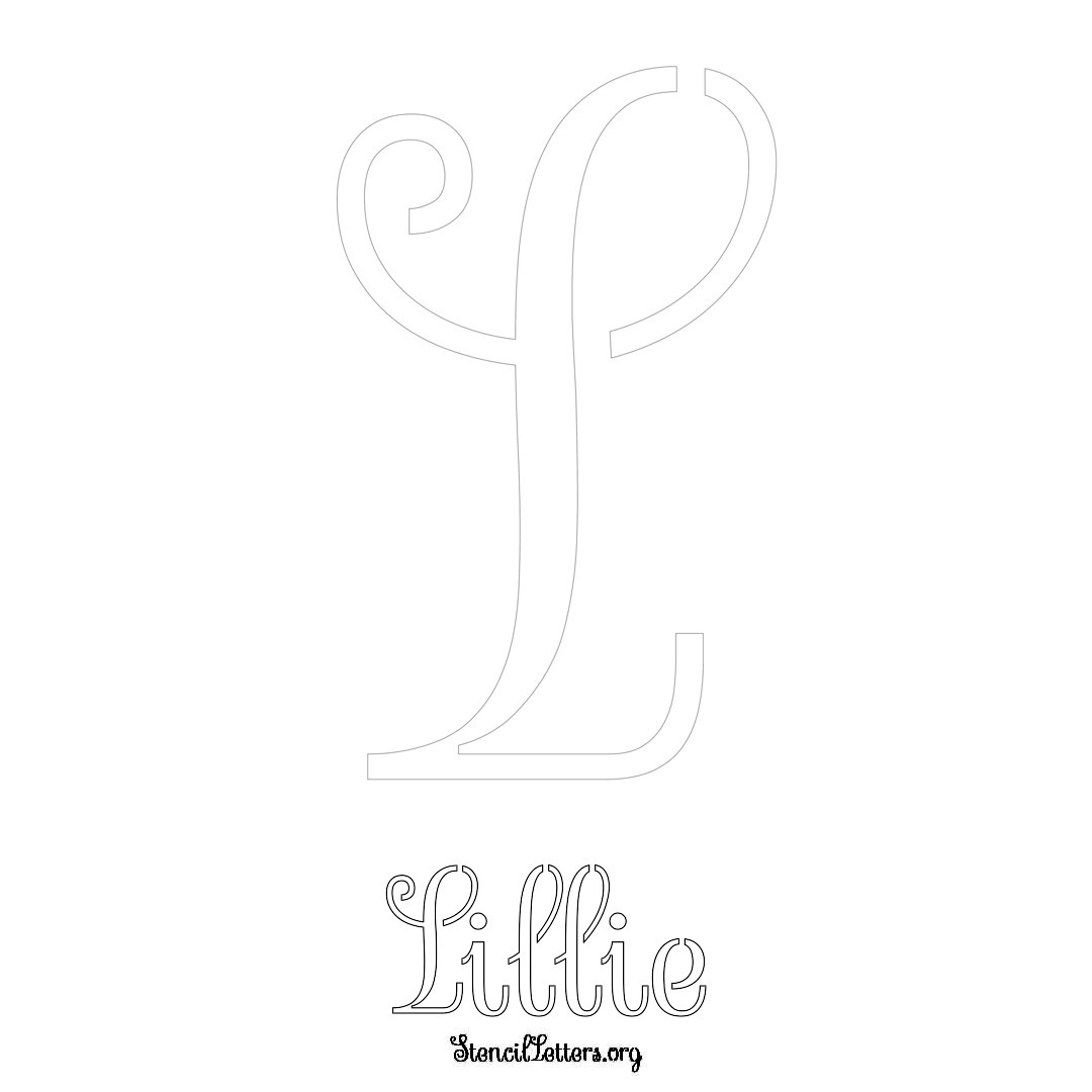 Lillie printable name initial stencil in Ornamental Cursive Lettering