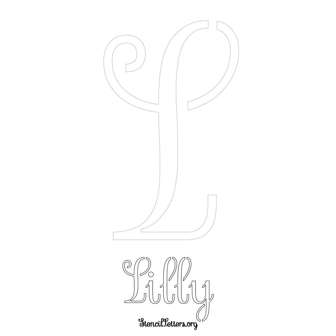 Lilly printable name initial stencil in Ornamental Cursive Lettering