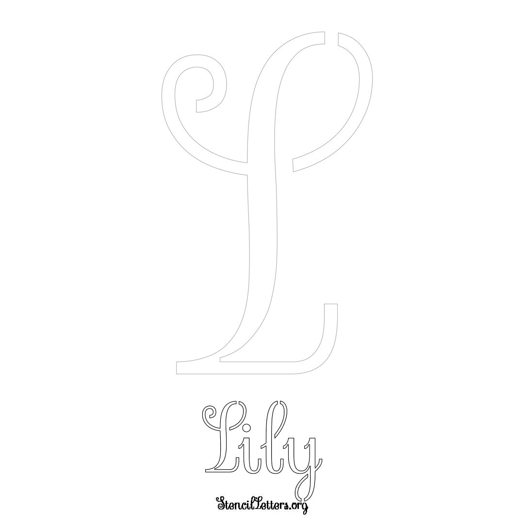 Lily printable name initial stencil in Ornamental Cursive Lettering