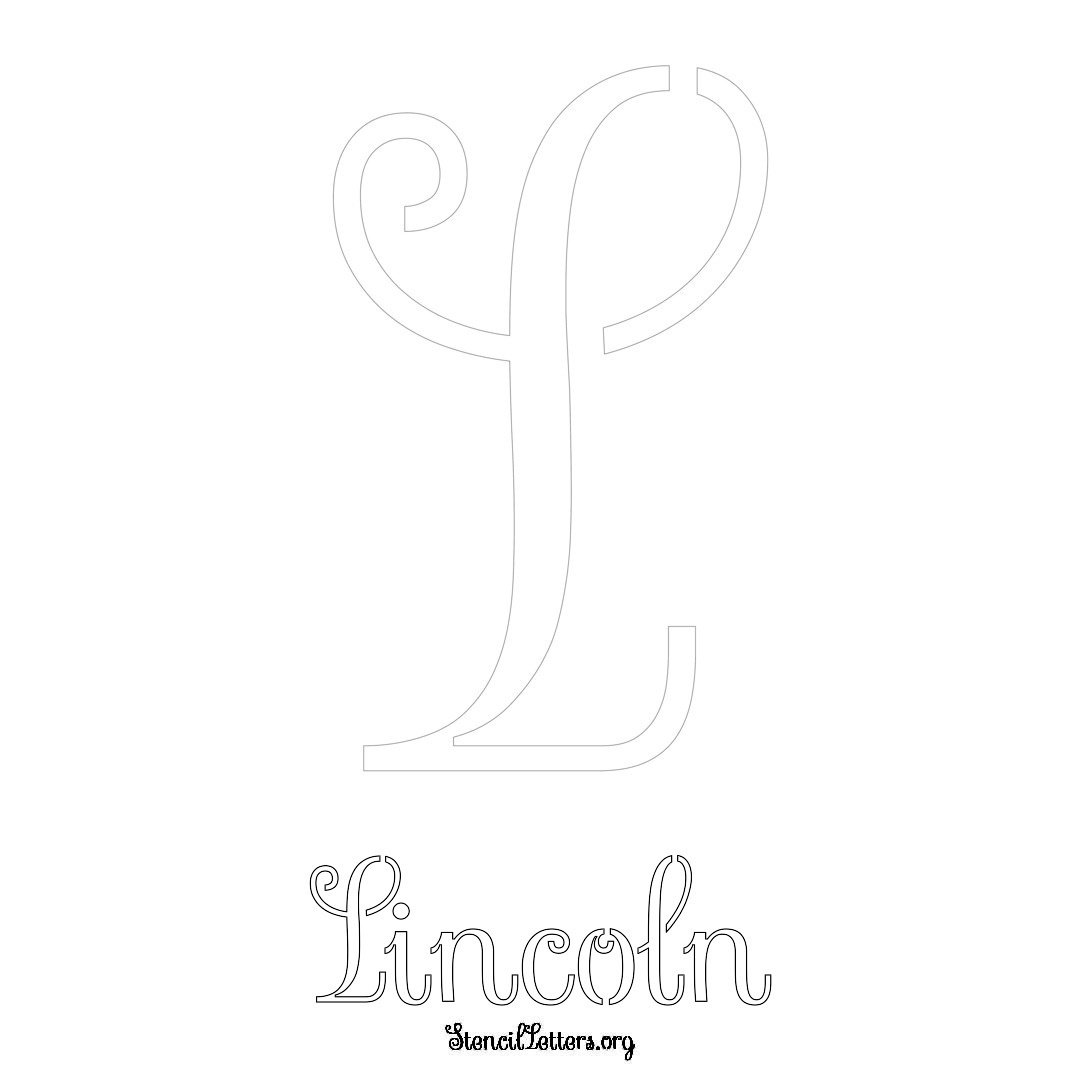 Lincoln printable name initial stencil in Ornamental Cursive Lettering