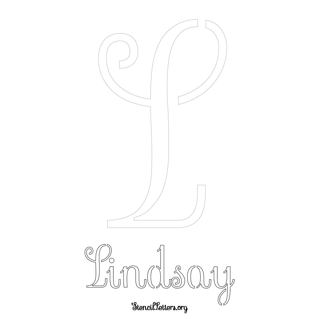 Lindsay printable name initial stencil in Ornamental Cursive Lettering