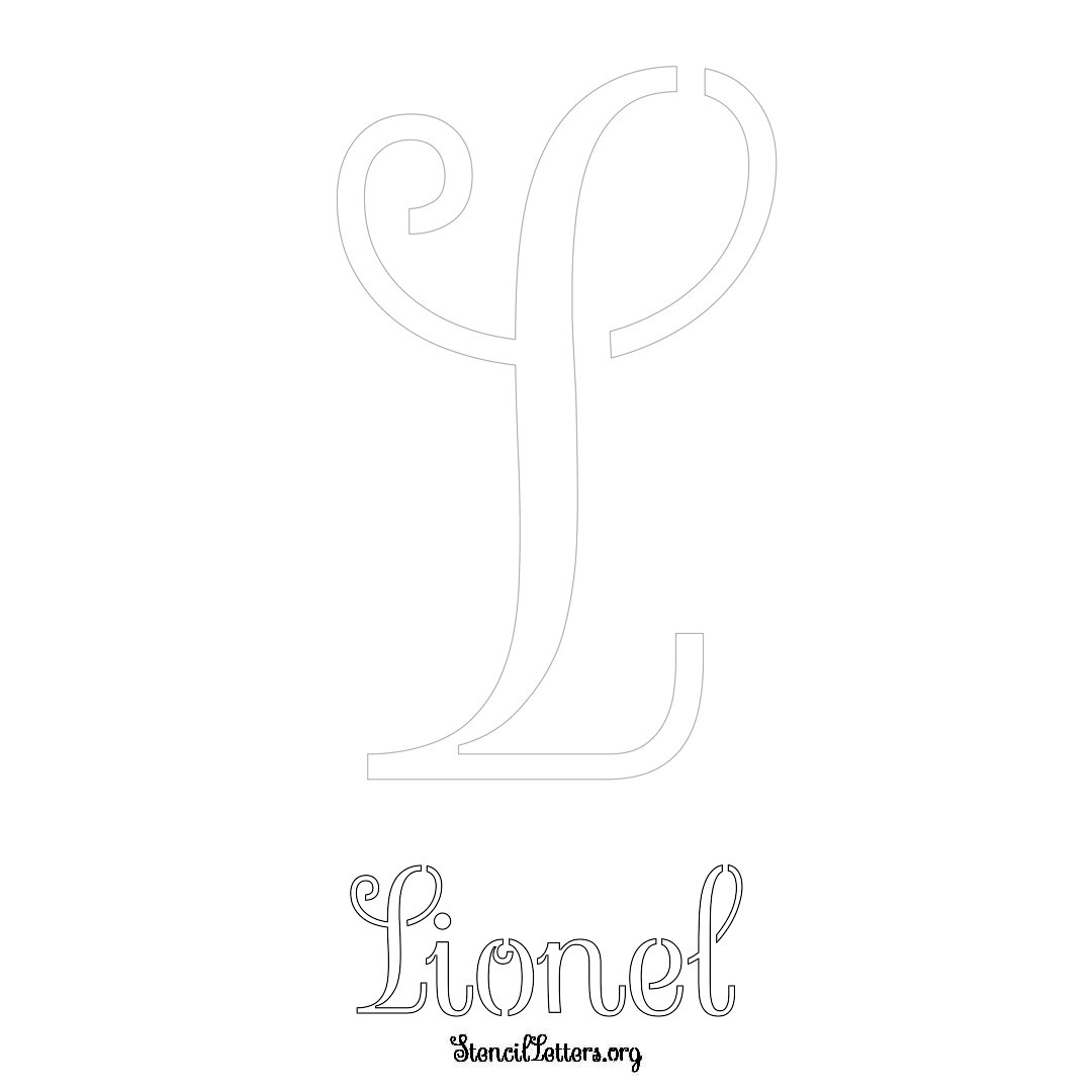 Lionel printable name initial stencil in Ornamental Cursive Lettering