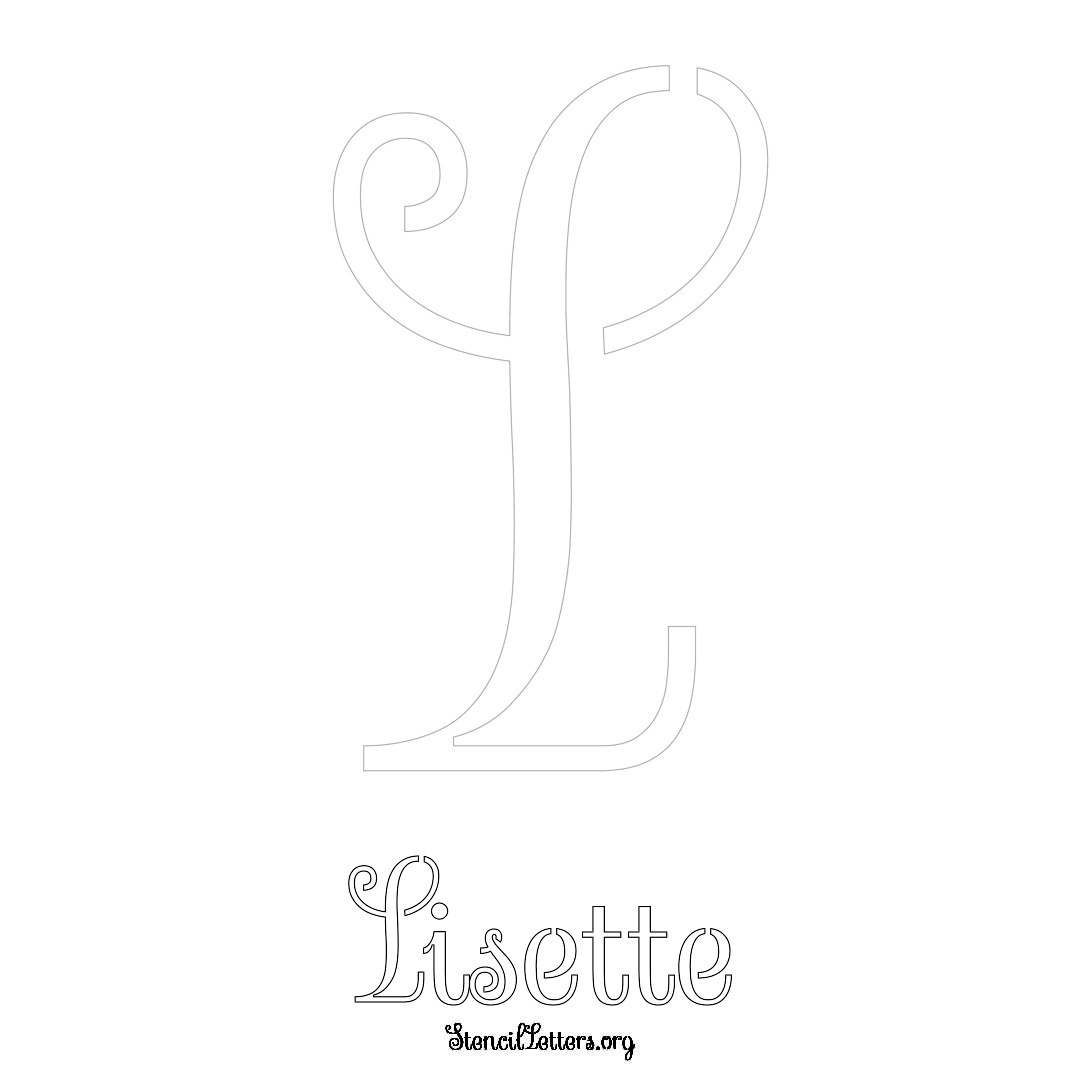 Lisette printable name initial stencil in Ornamental Cursive Lettering