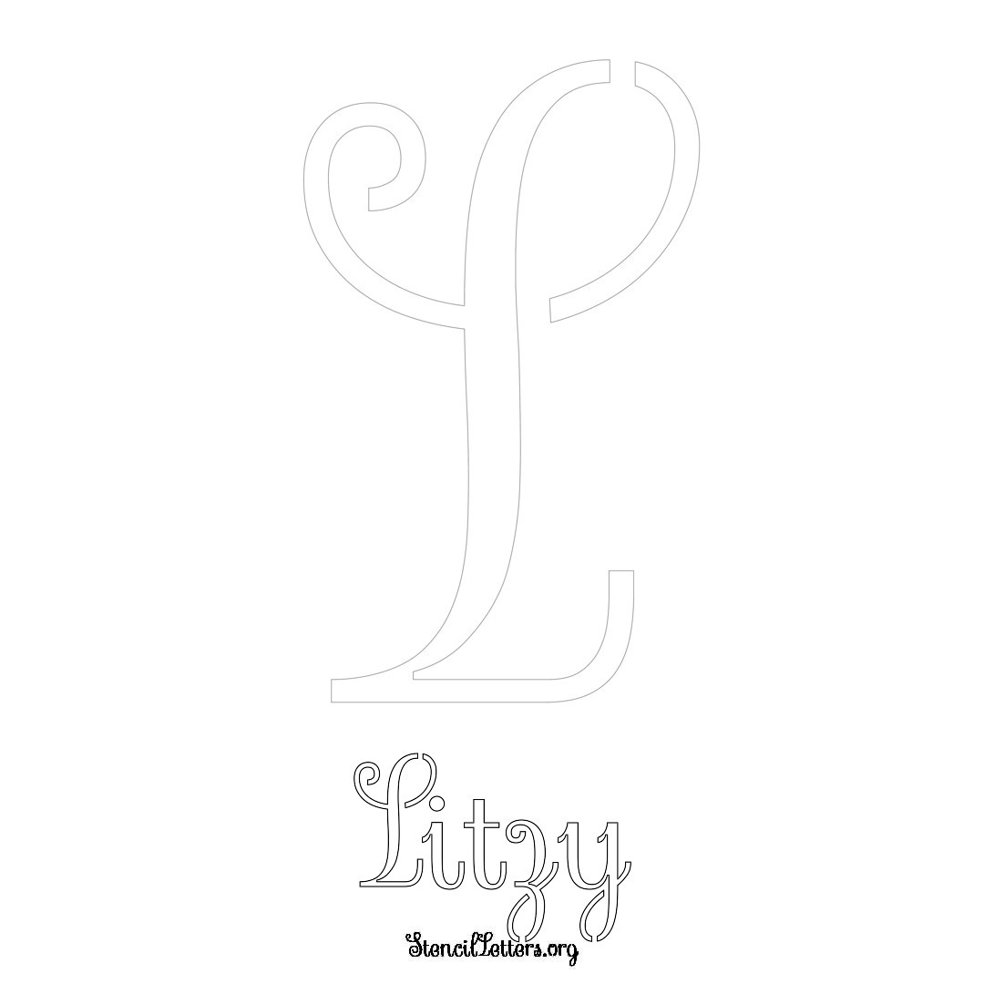 Litzy printable name initial stencil in Ornamental Cursive Lettering