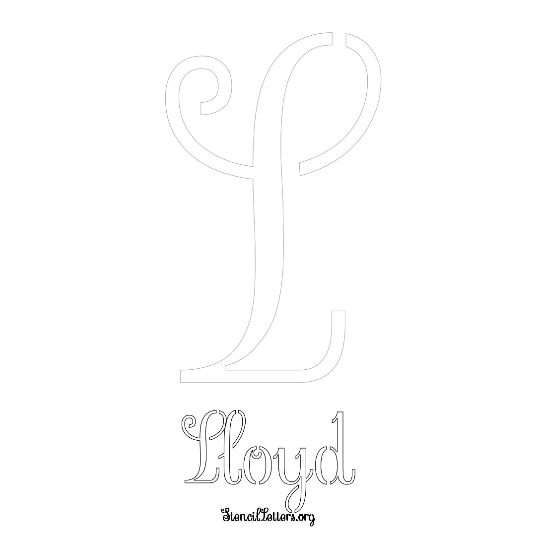 Lloyd printable name initial stencil in Ornamental Cursive Lettering