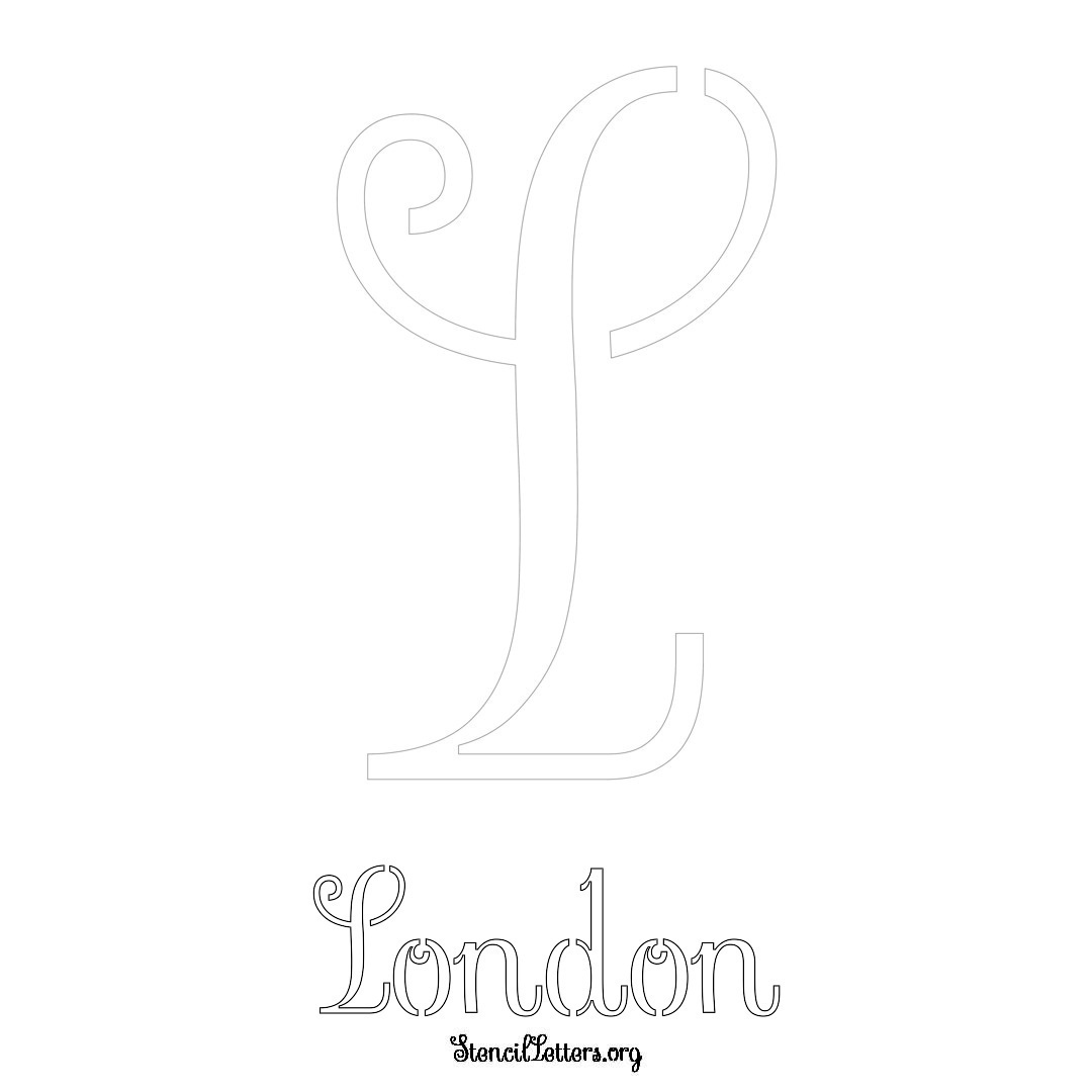 London printable name initial stencil in Ornamental Cursive Lettering