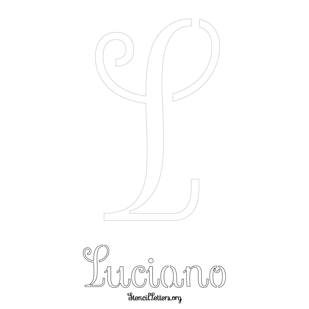 Luciano printable name initial stencil in Ornamental Cursive Lettering