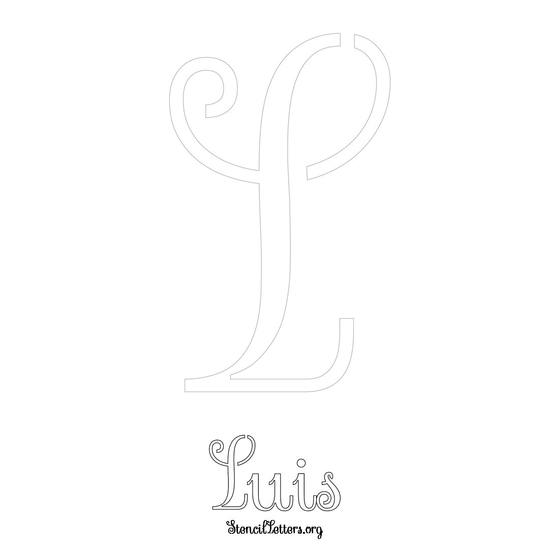 Luis printable name initial stencil in Ornamental Cursive Lettering
