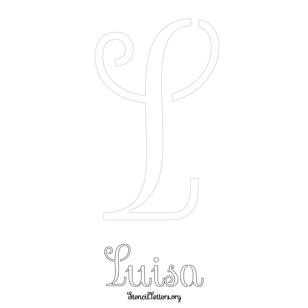 Luisa printable name initial stencil in Ornamental Cursive Lettering