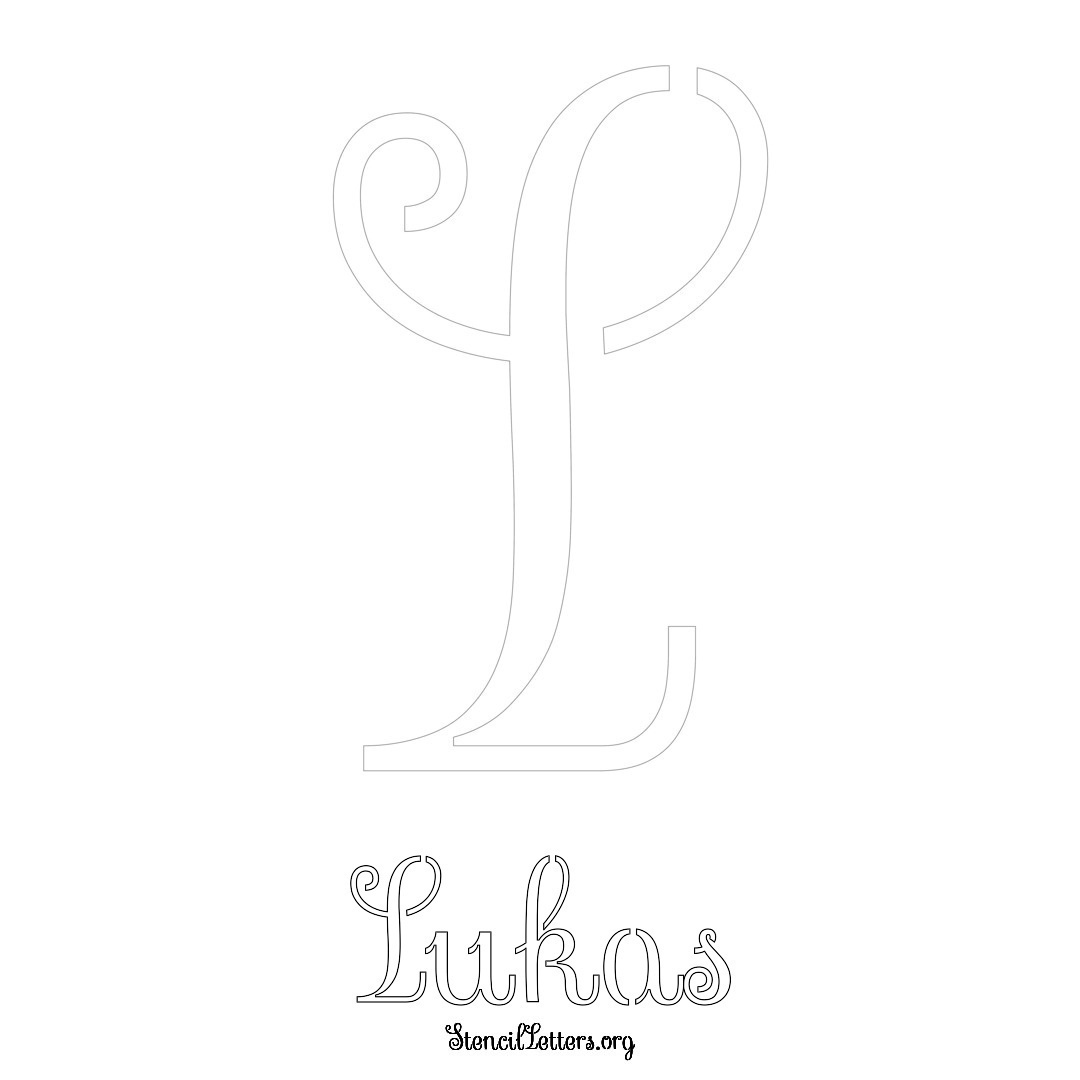 Lukas printable name initial stencil in Ornamental Cursive Lettering