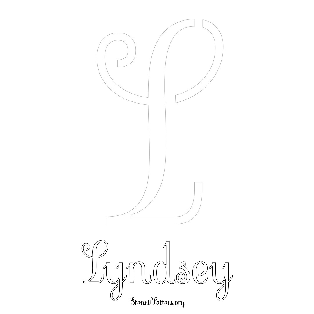 Lyndsey printable name initial stencil in Ornamental Cursive Lettering