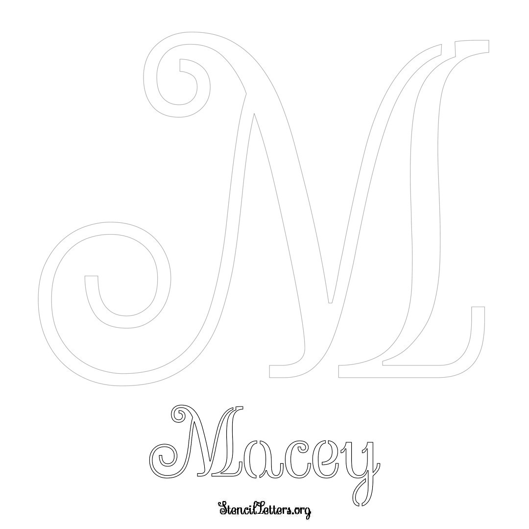 Macey printable name initial stencil in Ornamental Cursive Lettering