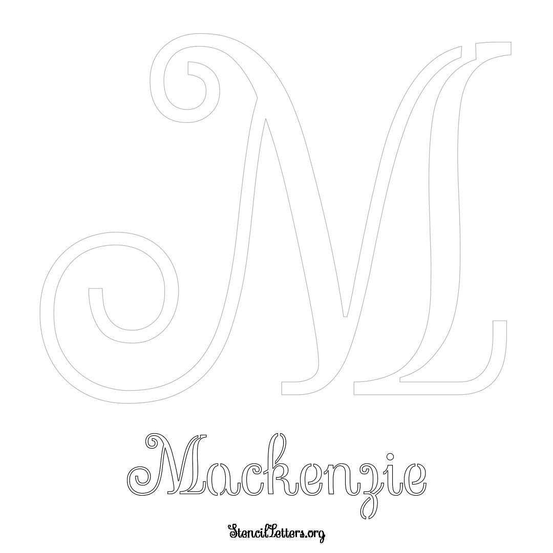 Mackenzie printable name initial stencil in Ornamental Cursive Lettering