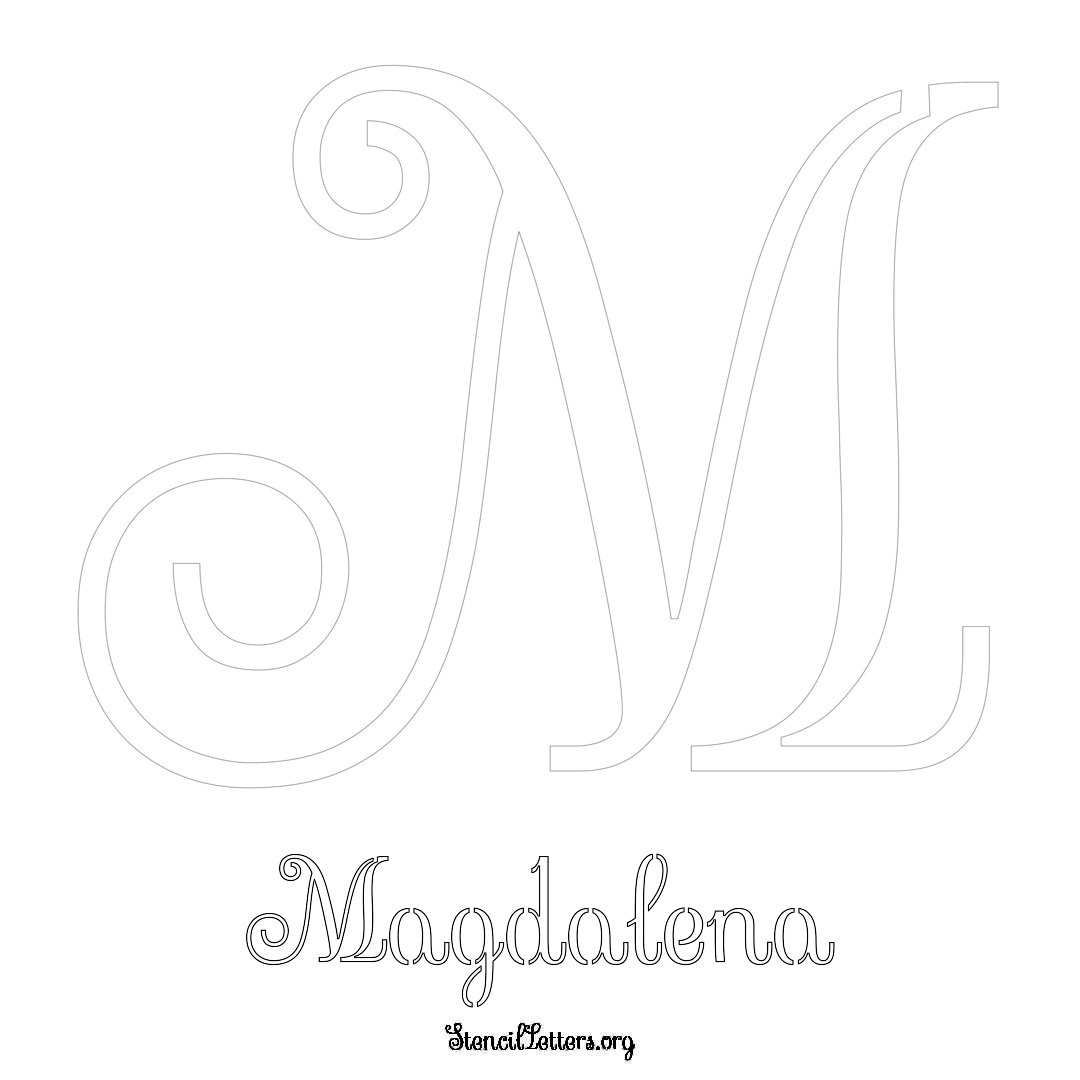 Magdalena printable name initial stencil in Ornamental Cursive Lettering