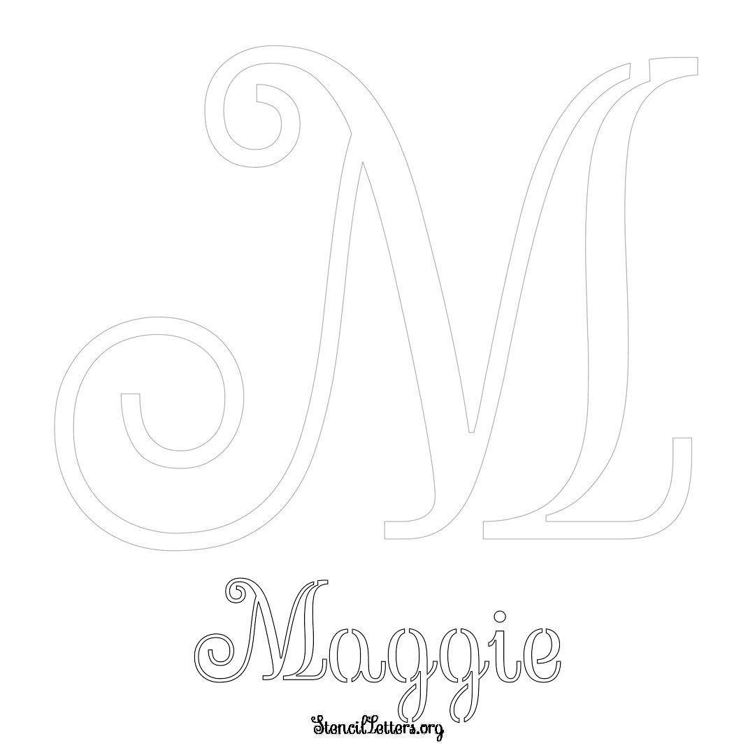 Maggie printable name initial stencil in Ornamental Cursive Lettering