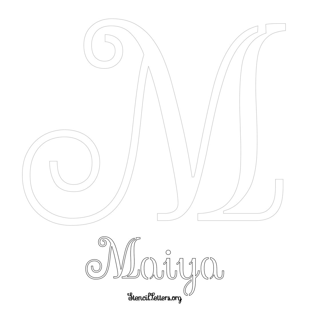 Maiya printable name initial stencil in Ornamental Cursive Lettering