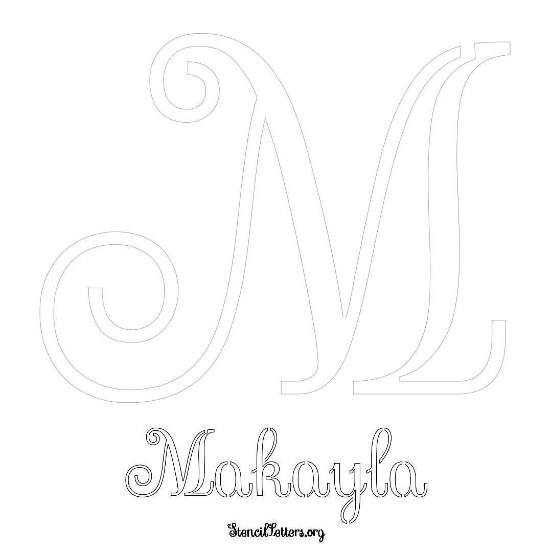 Makayla printable name initial stencil in Ornamental Cursive Lettering