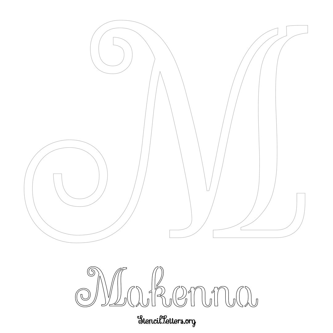 Makenna printable name initial stencil in Ornamental Cursive Lettering