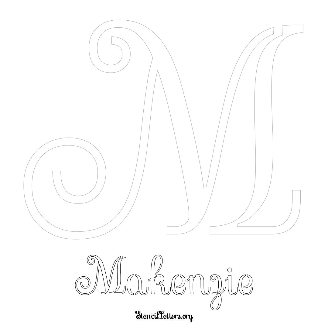 Makenzie printable name initial stencil in Ornamental Cursive Lettering