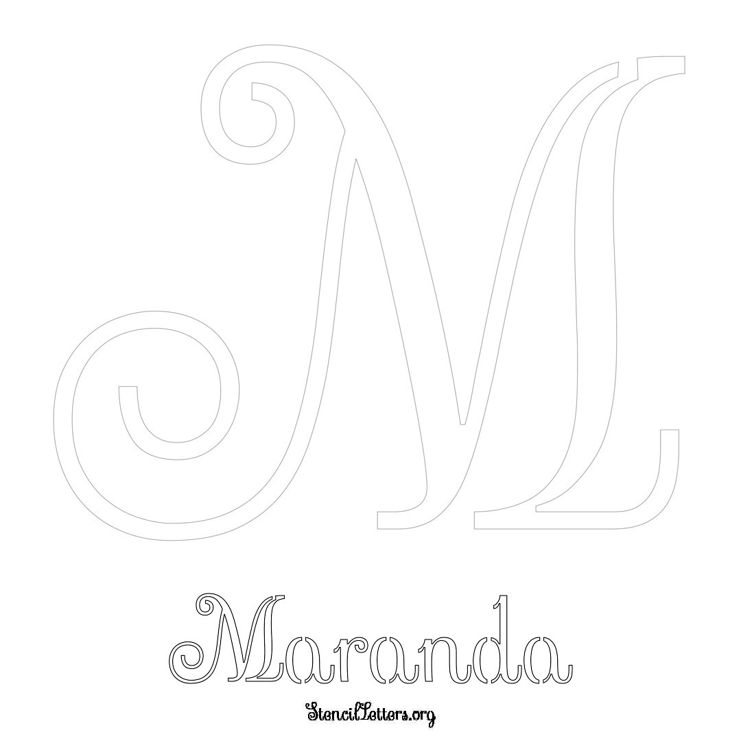 Maranda printable name initial stencil in Ornamental Cursive Lettering