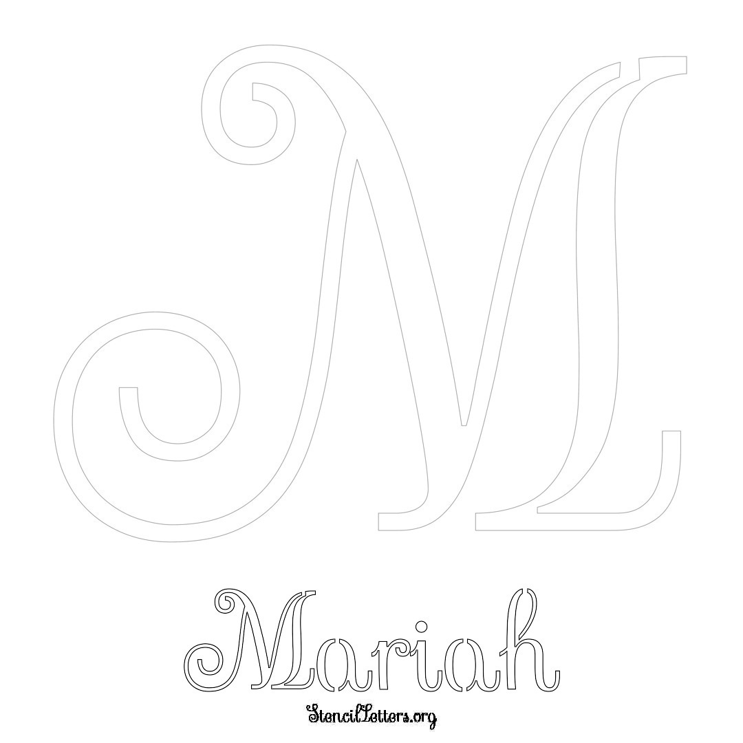 Mariah printable name initial stencil in Ornamental Cursive Lettering