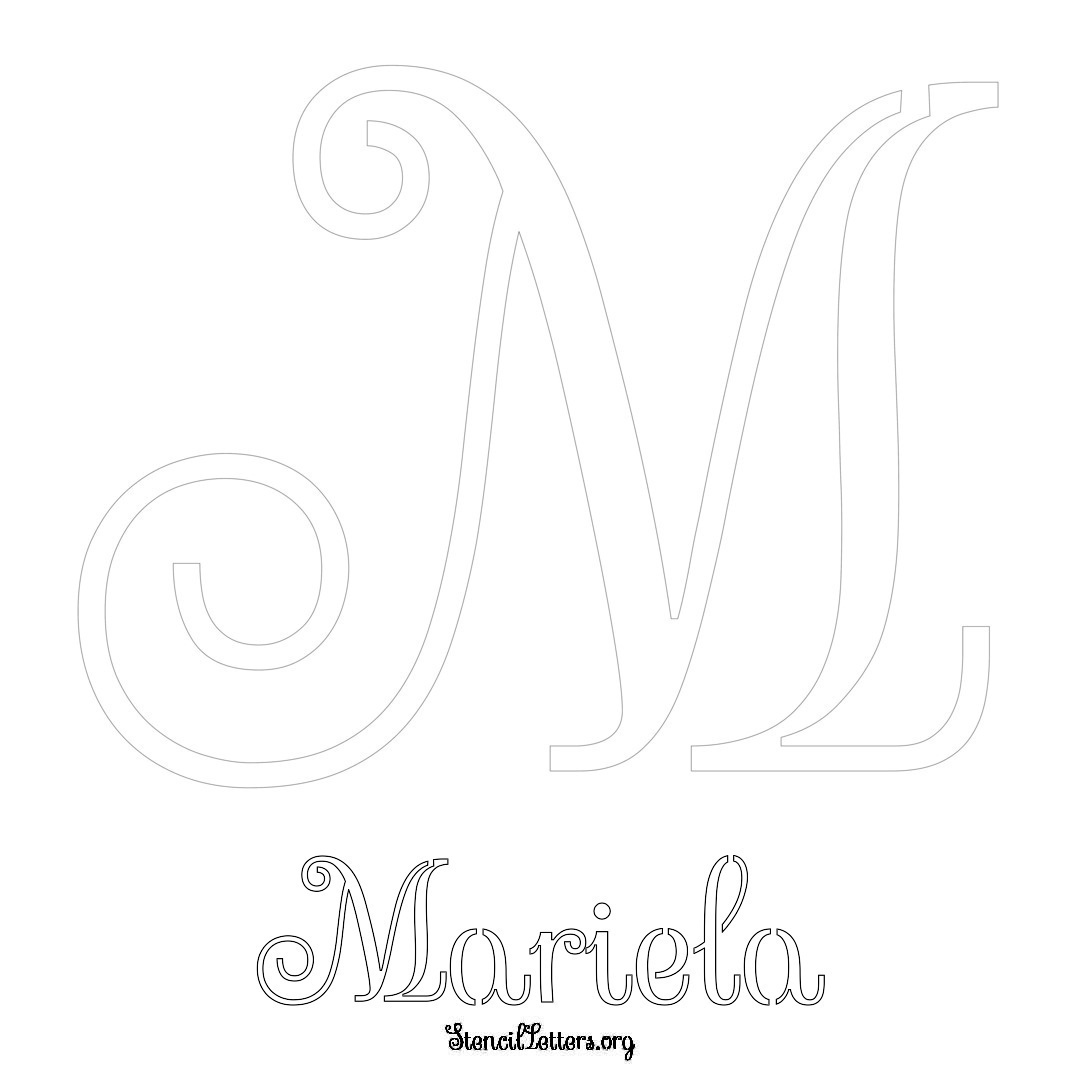 Mariela printable name initial stencil in Ornamental Cursive Lettering