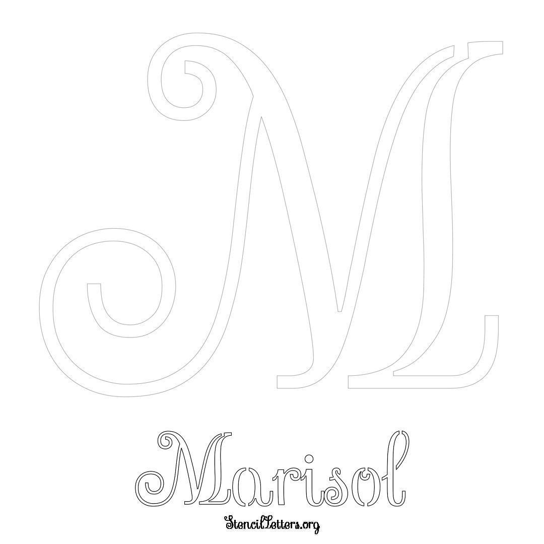 Marisol printable name initial stencil in Ornamental Cursive Lettering