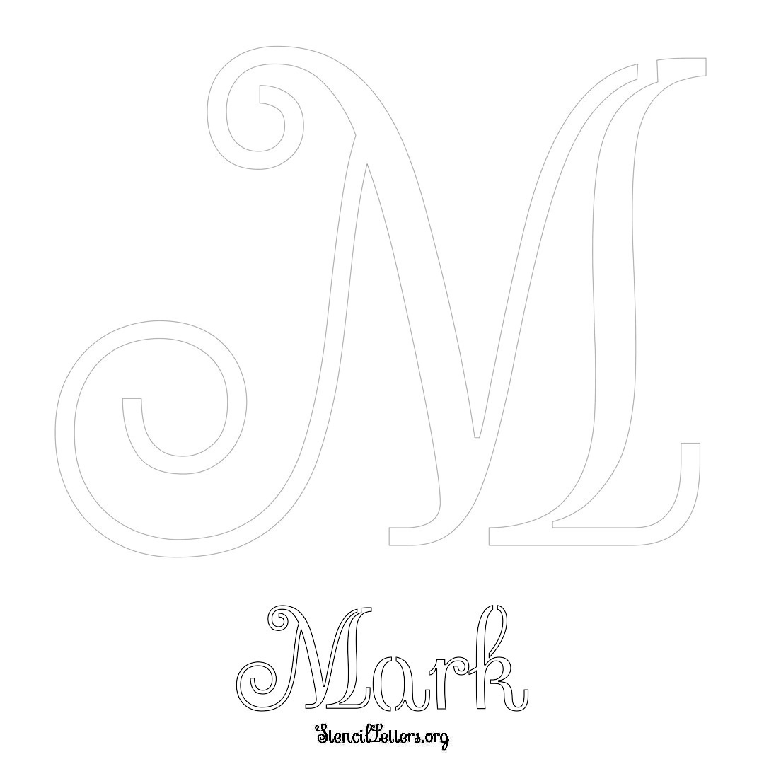 Mark printable name initial stencil in Ornamental Cursive Lettering
