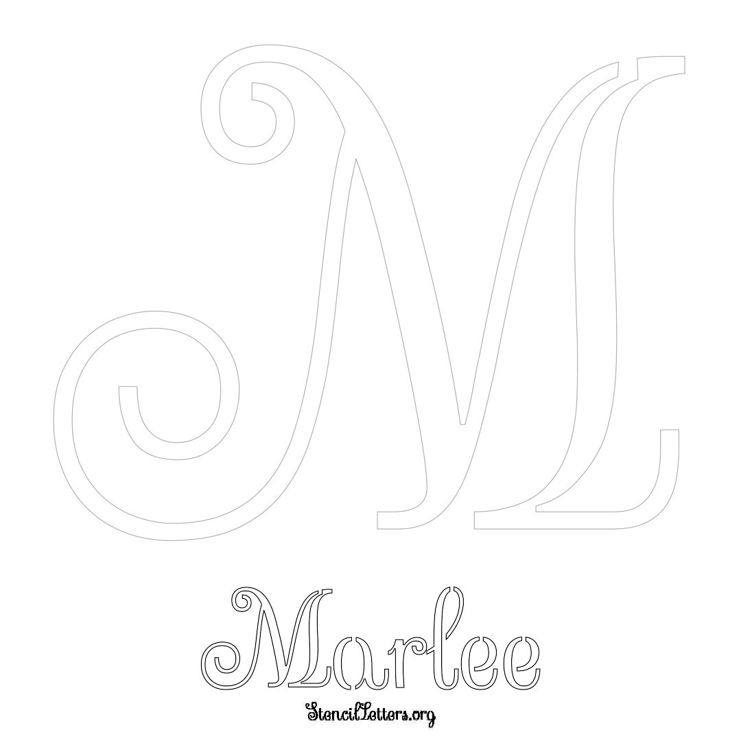 Marlee printable name initial stencil in Ornamental Cursive Lettering