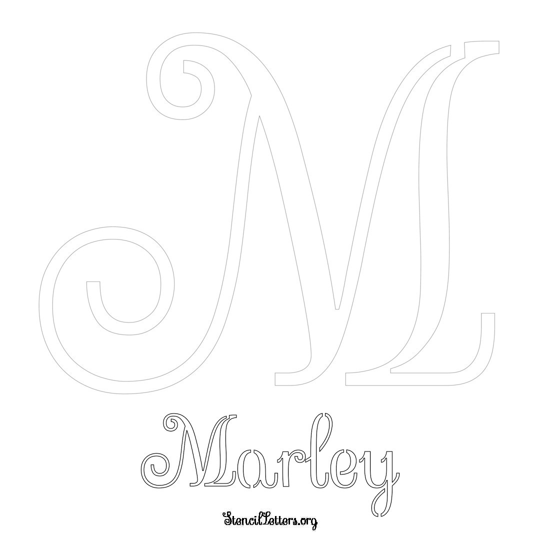 Marley printable name initial stencil in Ornamental Cursive Lettering