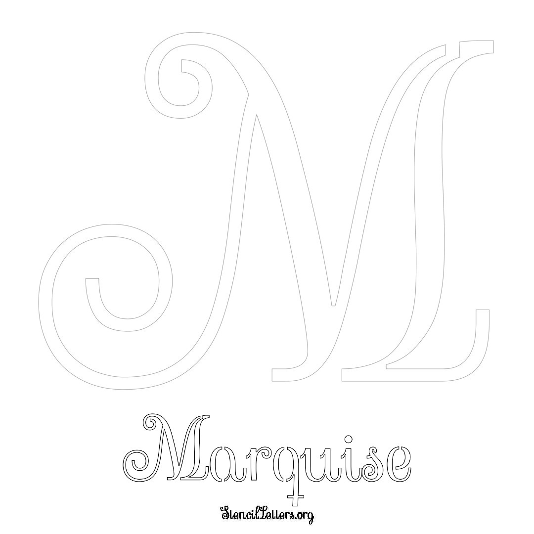 Marquise printable name initial stencil in Ornamental Cursive Lettering