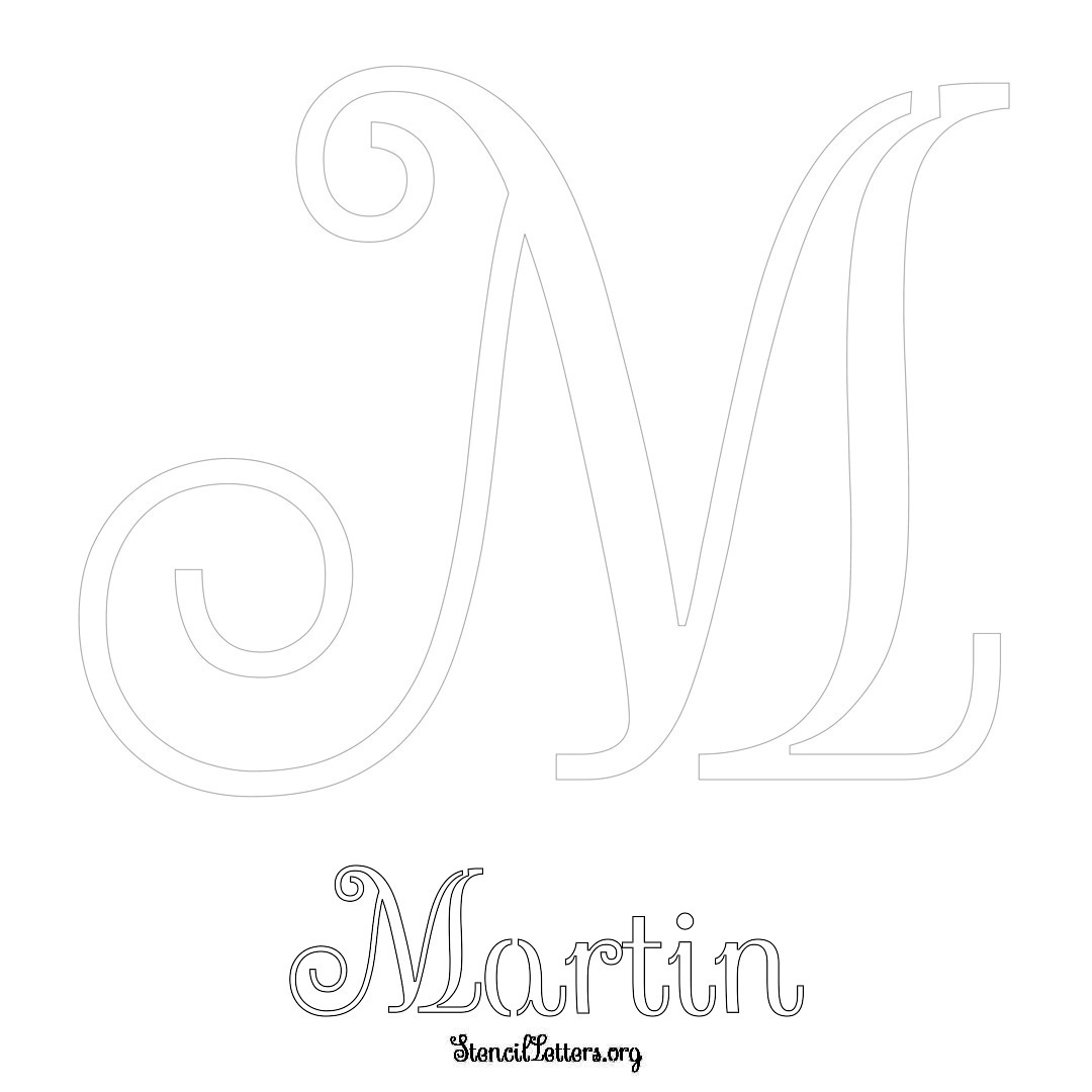 Martin printable name initial stencil in Ornamental Cursive Lettering