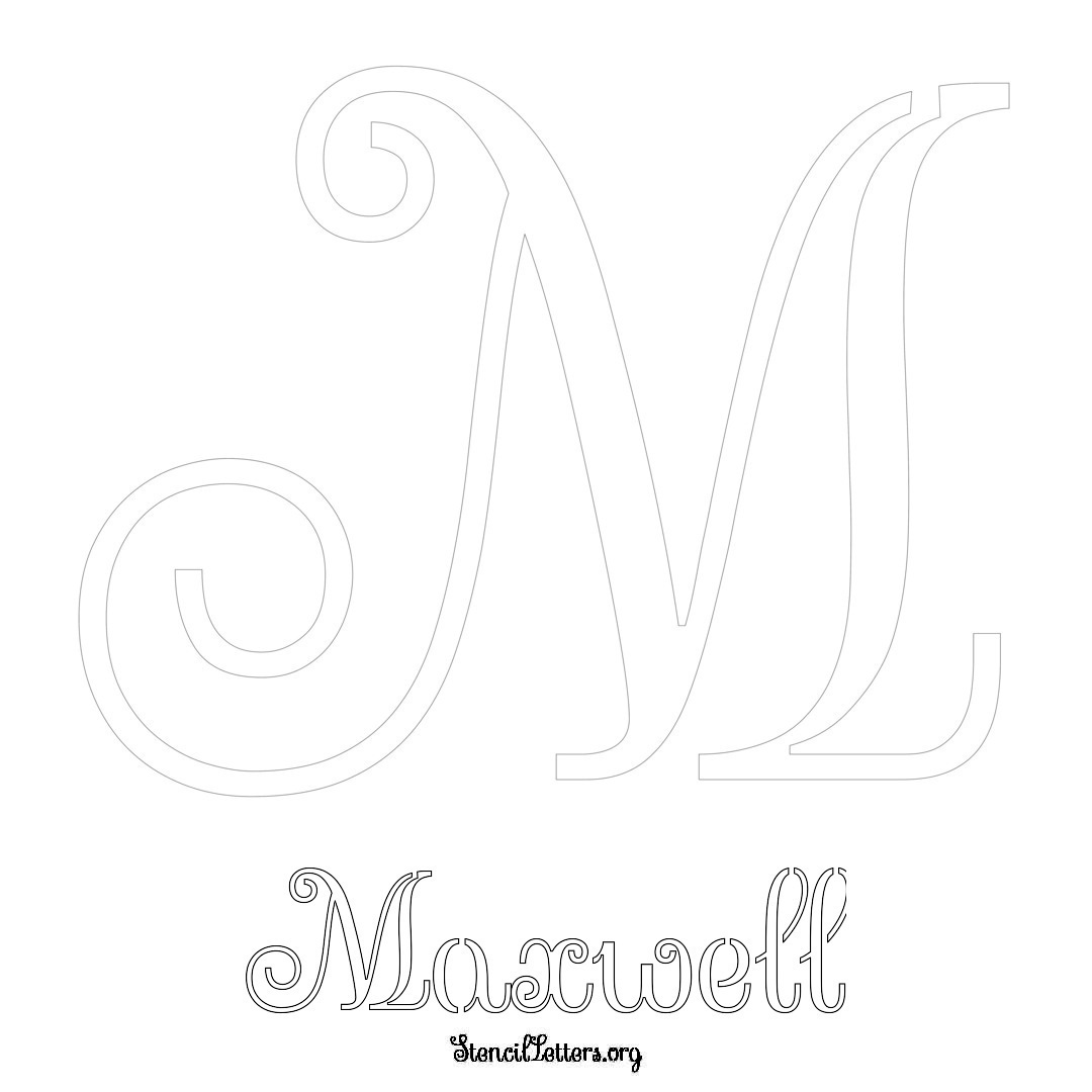 Maxwell printable name initial stencil in Ornamental Cursive Lettering