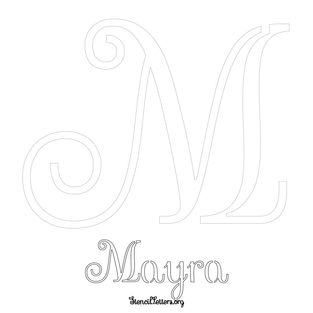 Mayra printable name initial stencil in Ornamental Cursive Lettering