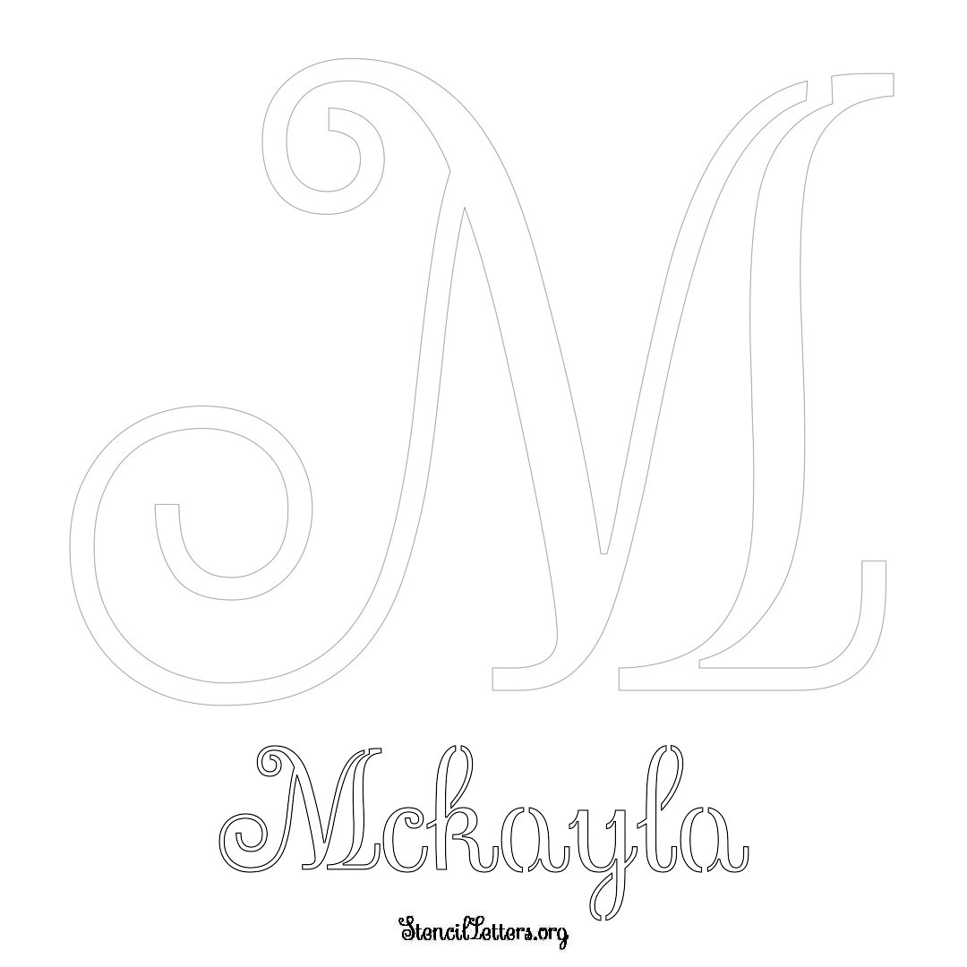 McKayla printable name initial stencil in Ornamental Cursive Lettering