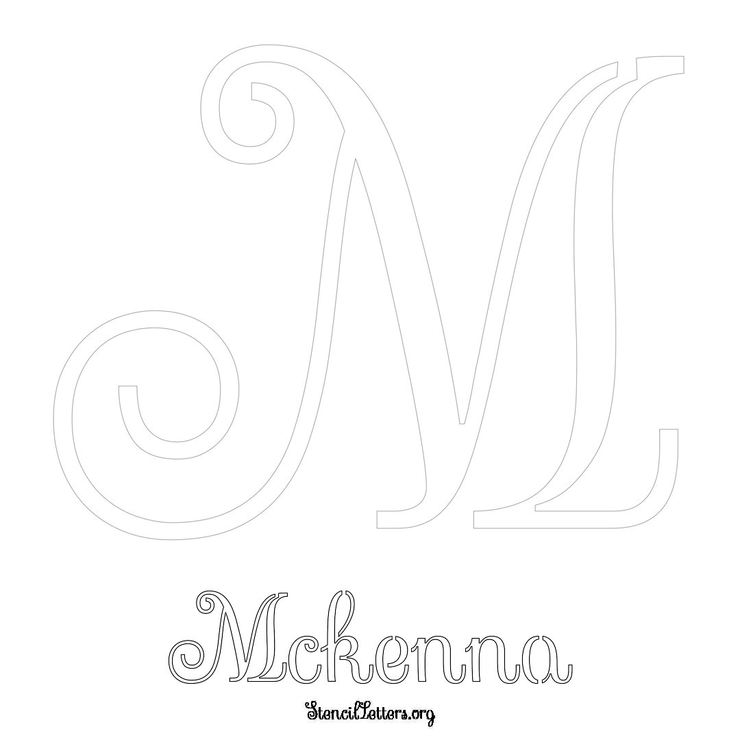 Mckenna printable name initial stencil in Ornamental Cursive Lettering