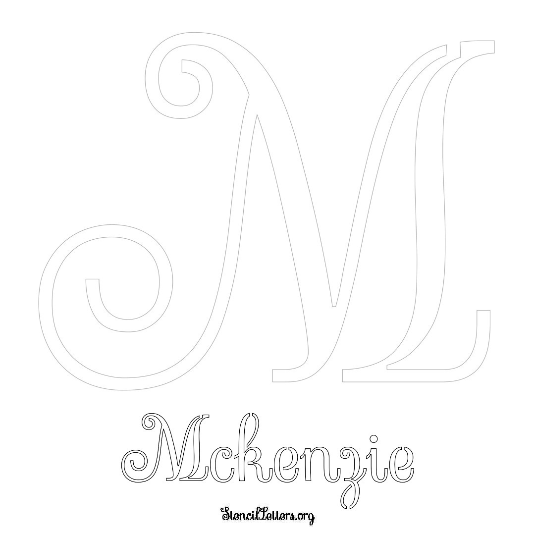 McKenzie printable name initial stencil in Ornamental Cursive Lettering