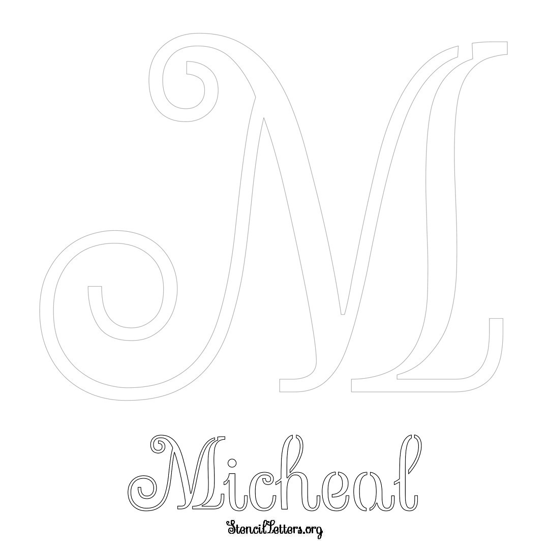 Micheal printable name initial stencil in Ornamental Cursive Lettering