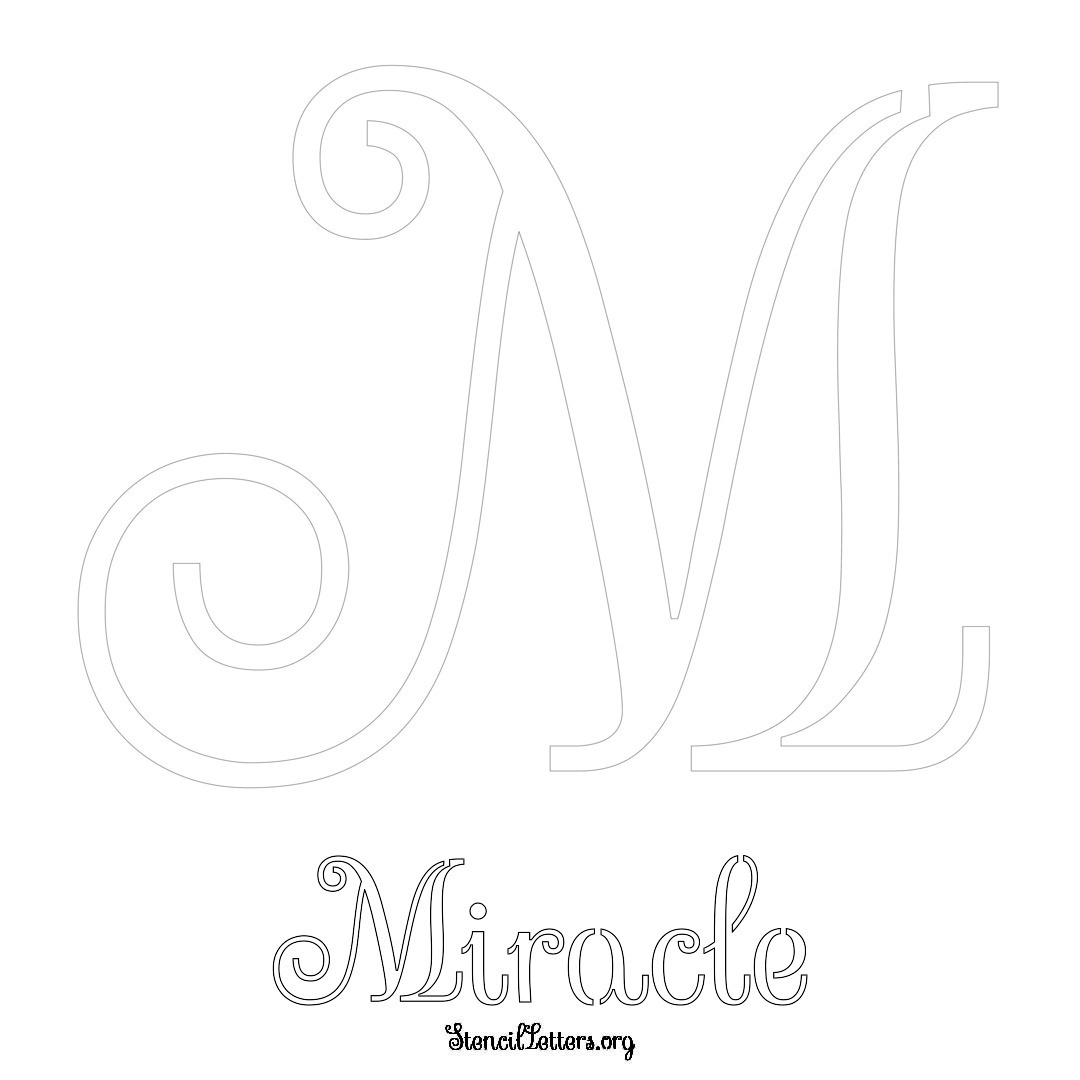 Miracle printable name initial stencil in Ornamental Cursive Lettering