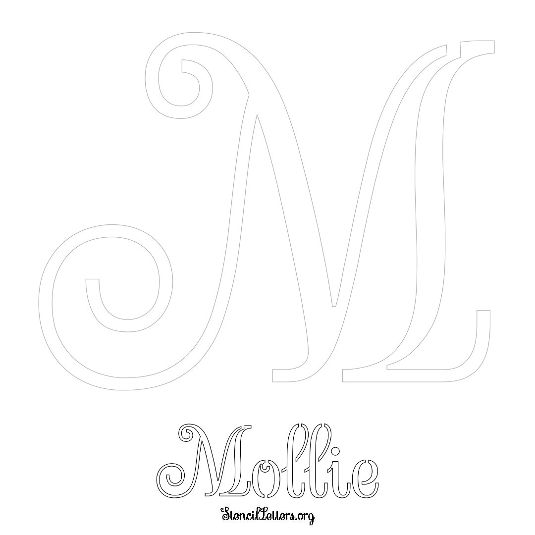 Mollie printable name initial stencil in Ornamental Cursive Lettering