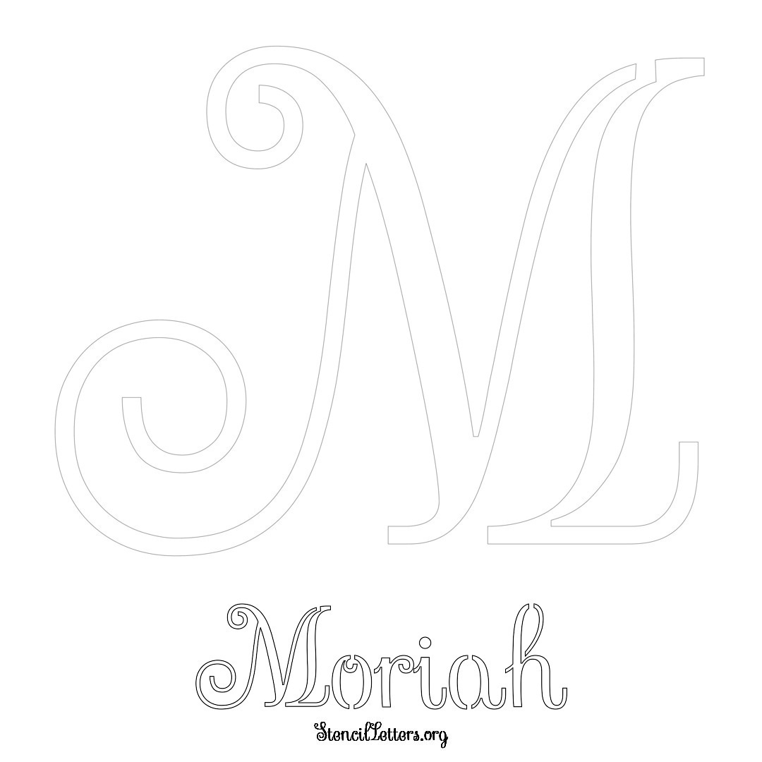 Moriah printable name initial stencil in Ornamental Cursive Lettering