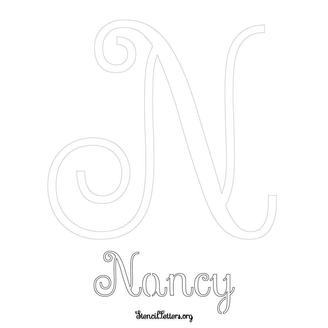 Nancy printable name initial stencil in Ornamental Cursive Lettering