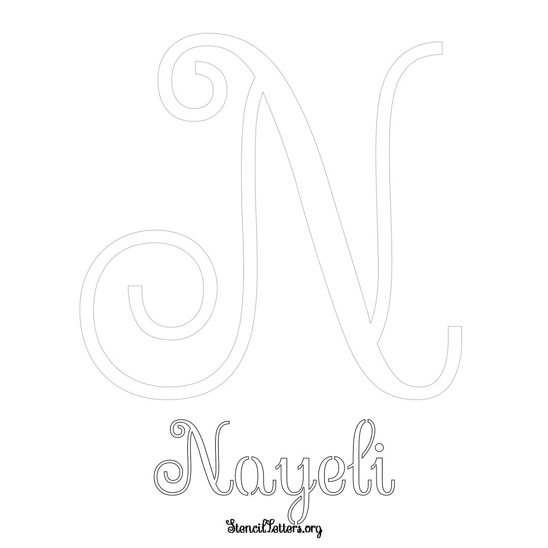 Nayeli printable name initial stencil in Ornamental Cursive Lettering