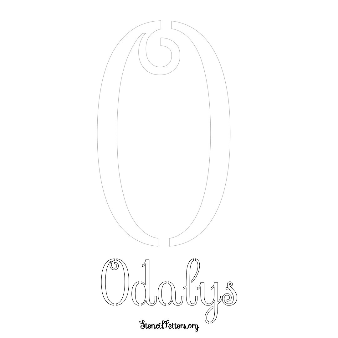 Odalys printable name initial stencil in Ornamental Cursive Lettering