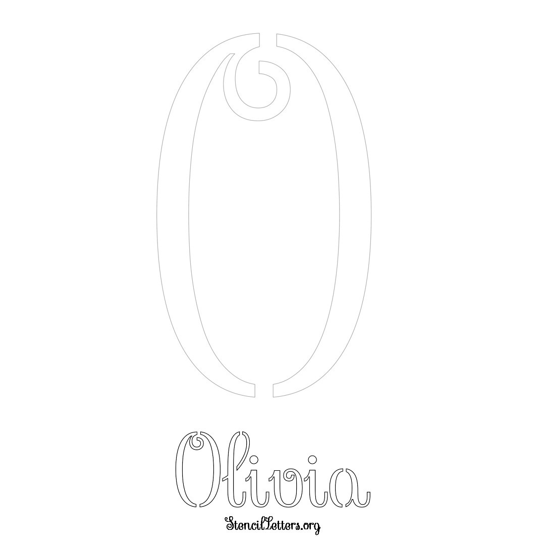 Olivia printable name initial stencil in Ornamental Cursive Lettering