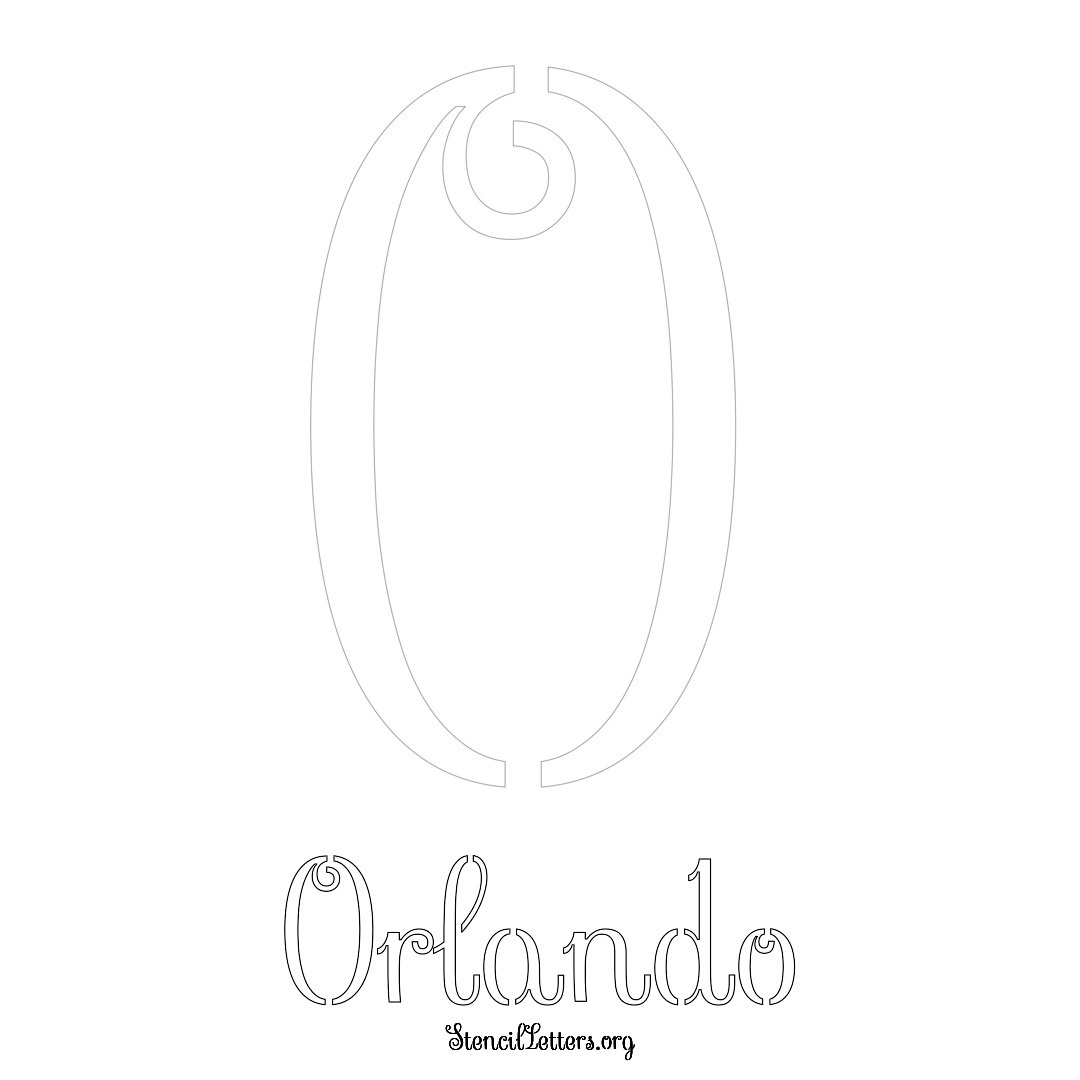 Orlando printable name initial stencil in Ornamental Cursive Lettering