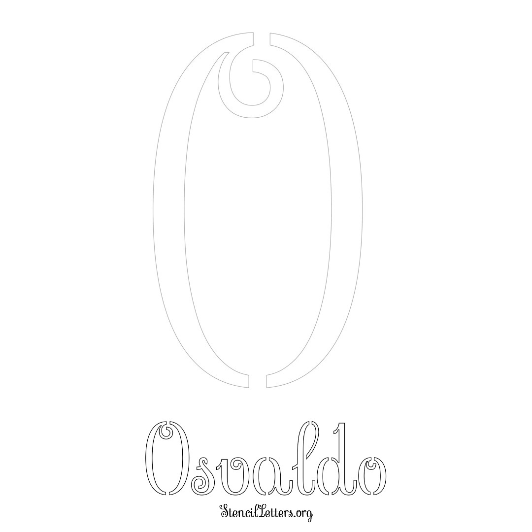 Osvaldo printable name initial stencil in Ornamental Cursive Lettering