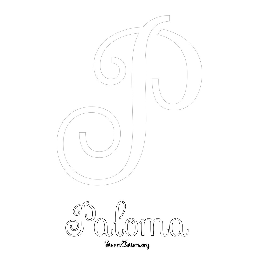 Paloma printable name initial stencil in Ornamental Cursive Lettering