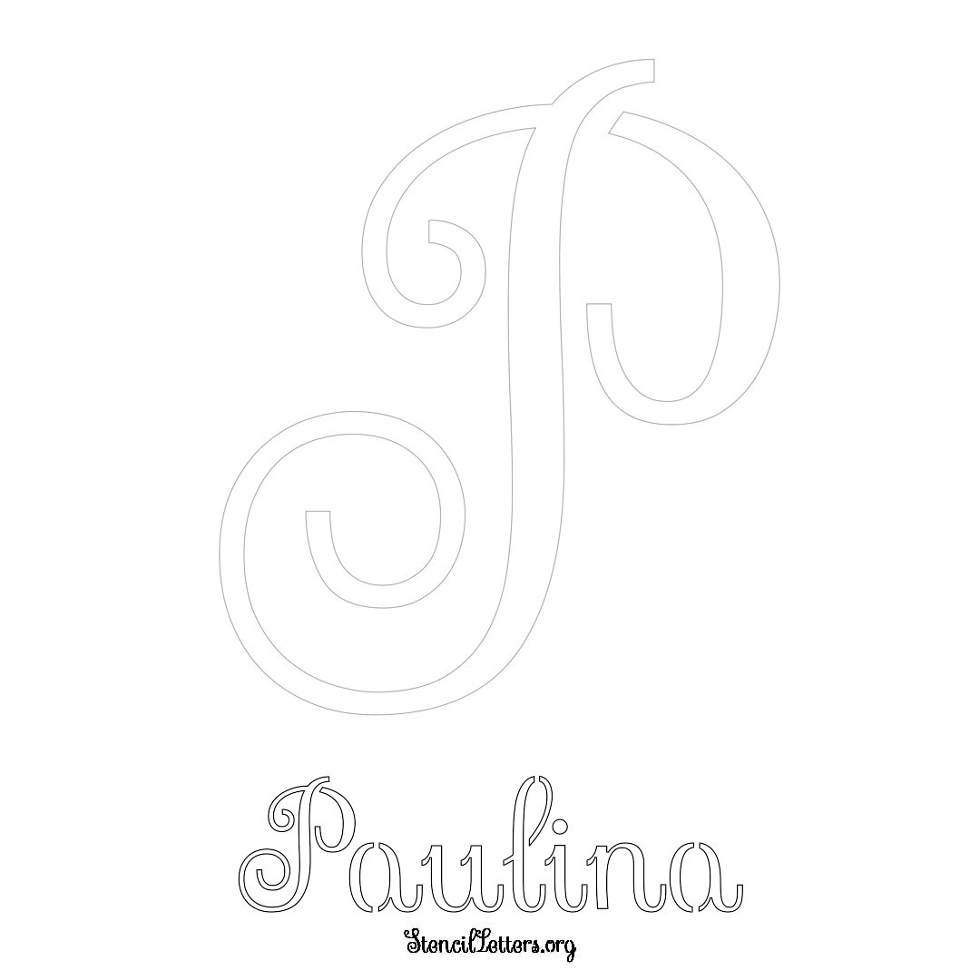 Paulina printable name initial stencil in Ornamental Cursive Lettering