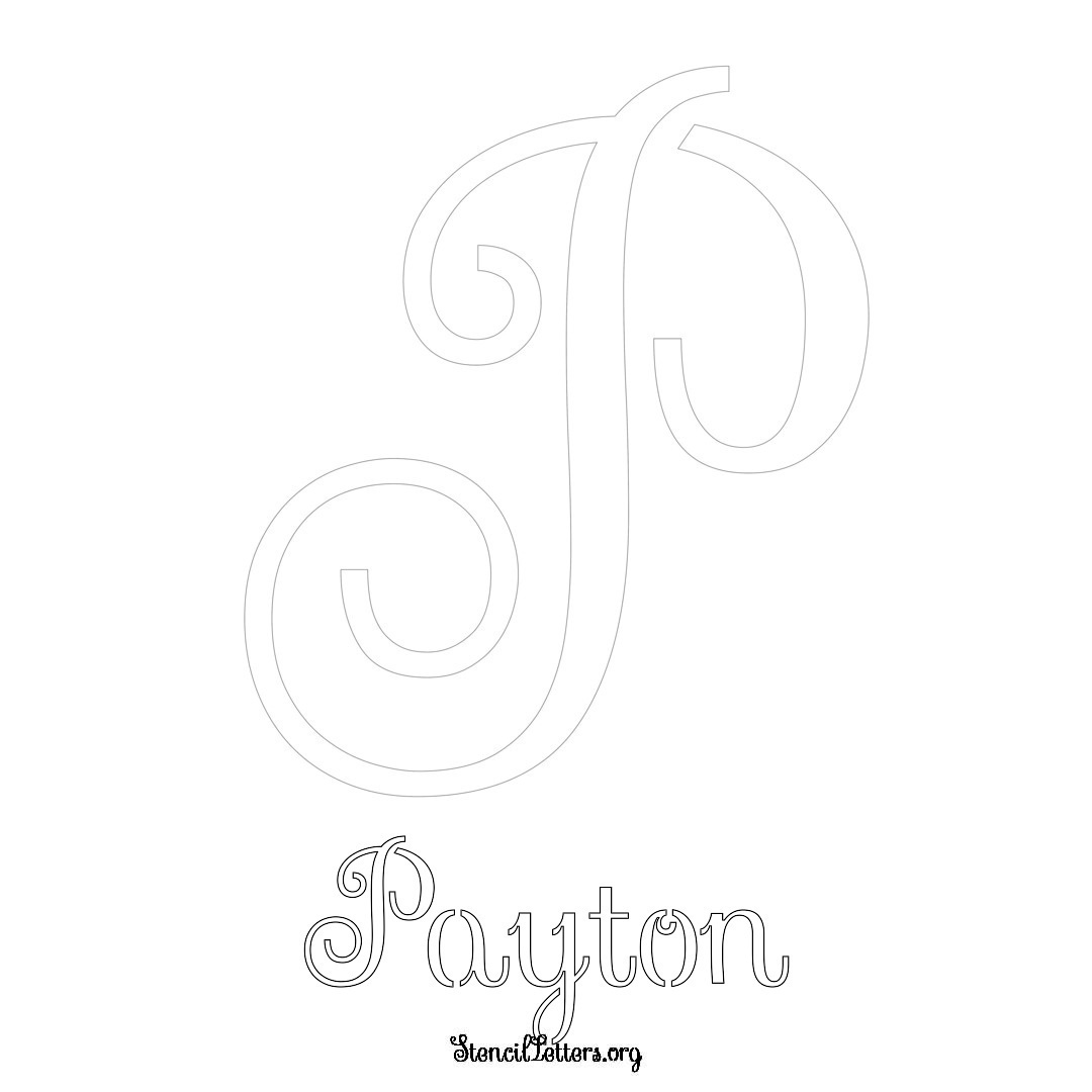 Payton printable name initial stencil in Ornamental Cursive Lettering